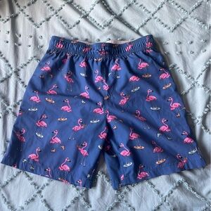 abercrombie kids Navy Swim Trunks with Pink Flamingo Print
